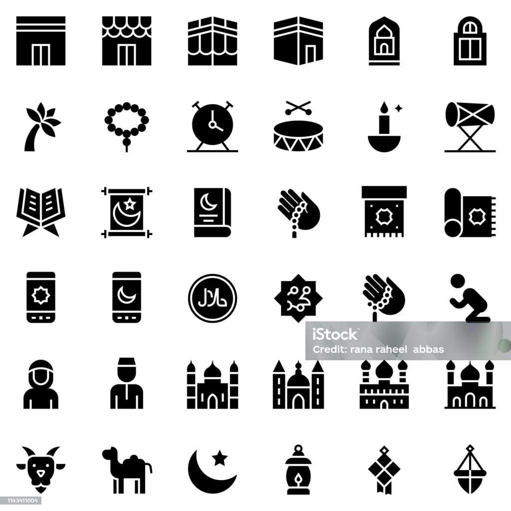 Ramadan related vector icon set, solid style Ramadan related vector icon set, solid design Islam stock vector