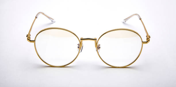istock Golden border glasses on white background 1143414715