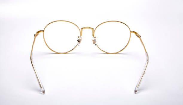 istock Golden border glasses on white background 1143414719