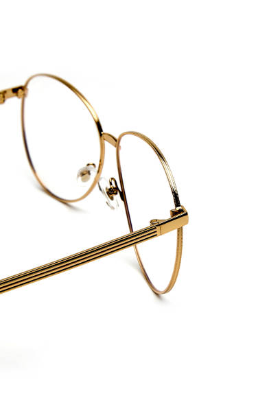 istock Golden border glasses on white background 1143414724