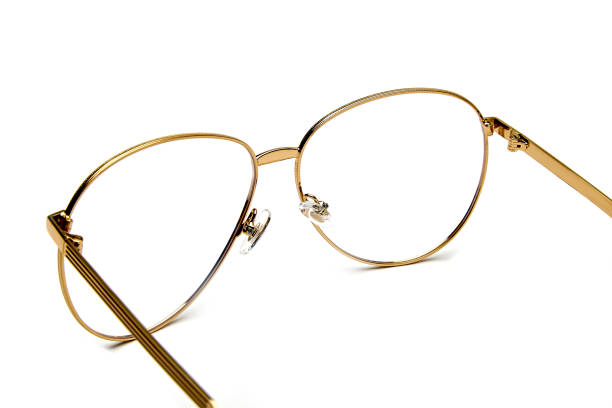 istock Golden border glasses on white background 1143414728