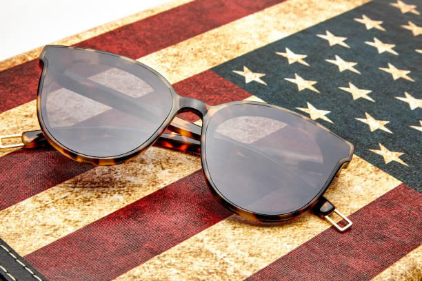 istock Sunglasses on the American flag 1143415077