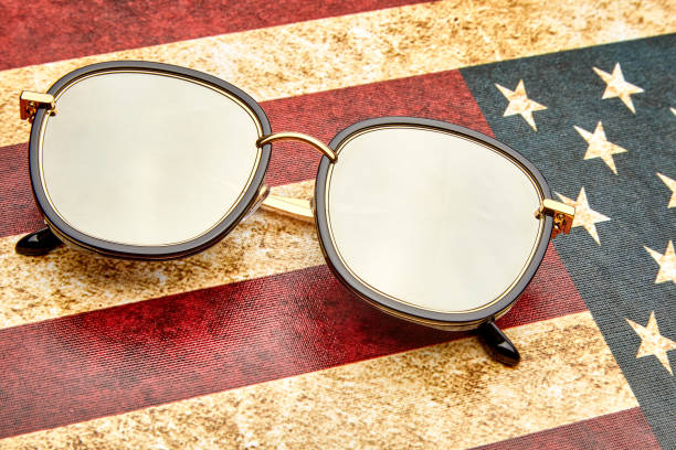 istock Sunglasses on the American flag 1143415078