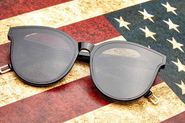 istock Sunglasses on the American flag 1143415079