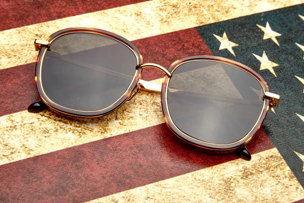 istock Sunglasses on the American flag 1143415081