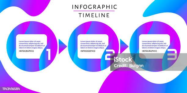 Modern Infographic Template With 3 Options And Place For Text Timeline And Progress Concept With Arrow For Report Workflow Business Presentation Editable Vector Eps 10 Illustration Stock Illustration - Download Image Now