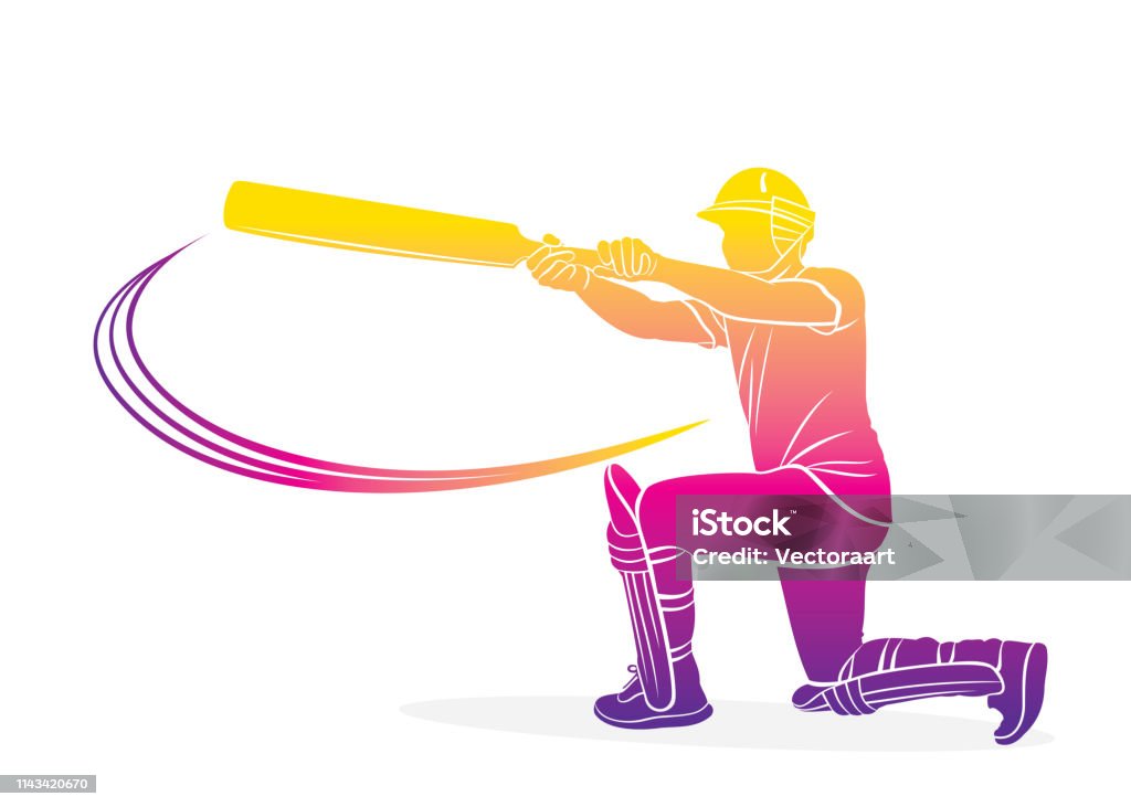 cricket player hitting big shot abstract colorful cricket player hitting big shot, use for advertisement Sport of Cricket stock vector