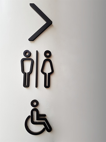 Various Designs of Black Toilet Symbols on Curved Pillar