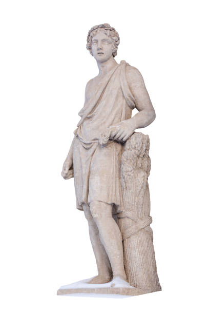 escultura del dios griego antiguo adonis isolate. adonis era un dios de la belleza, el deseo y la vegetación. - roman statue angel rome fotografías e imágenes de stock