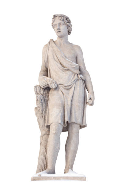 sculpture of the ancient greek god adonis isolate. adonis was a god of beauty, desire and vegetation. - roman statue angel rome imagens e fotografias de stock