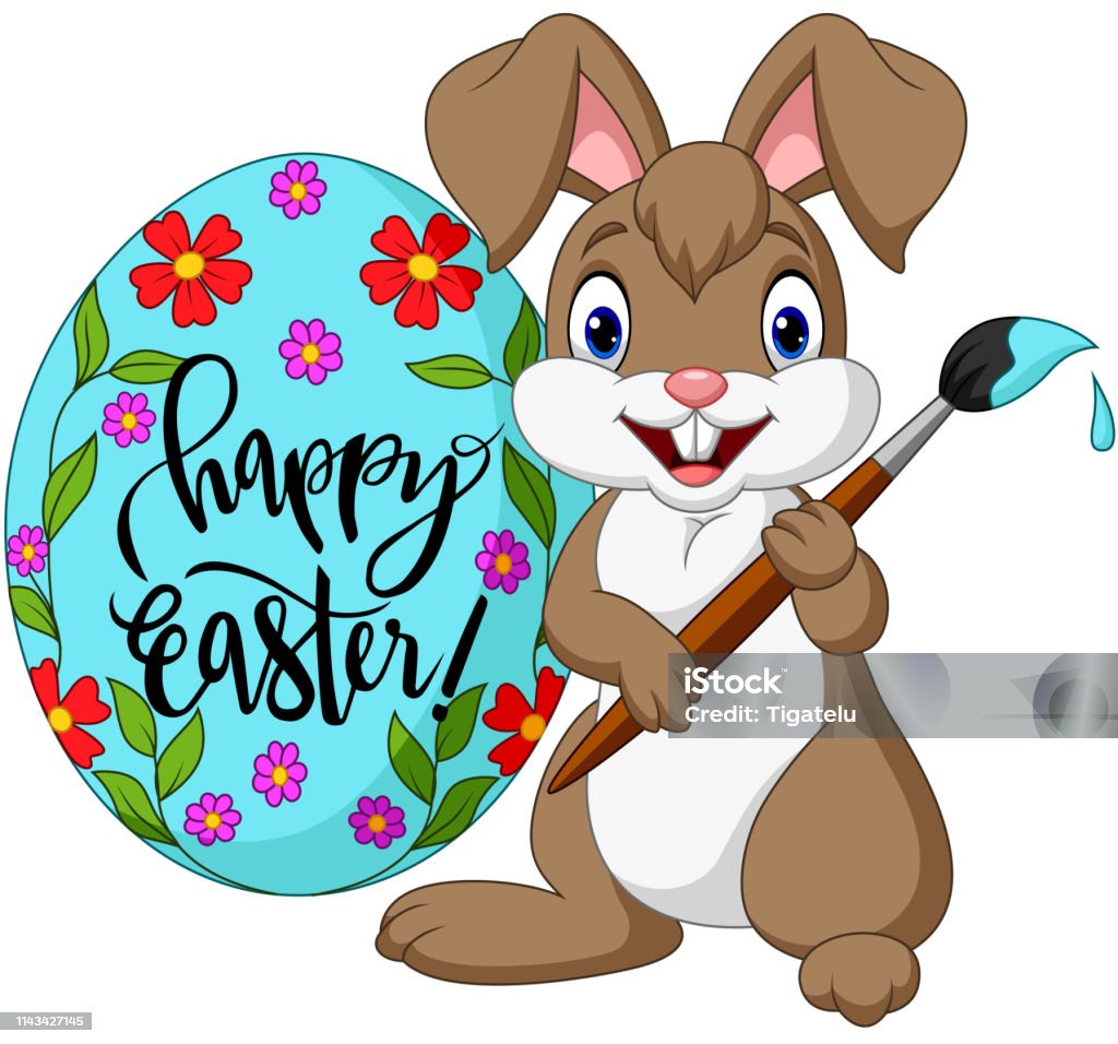 Thỏ Hoạt Hình Vẽ Một Quả Trứng Phục Sinh Hình minh họa Sẵn có ...