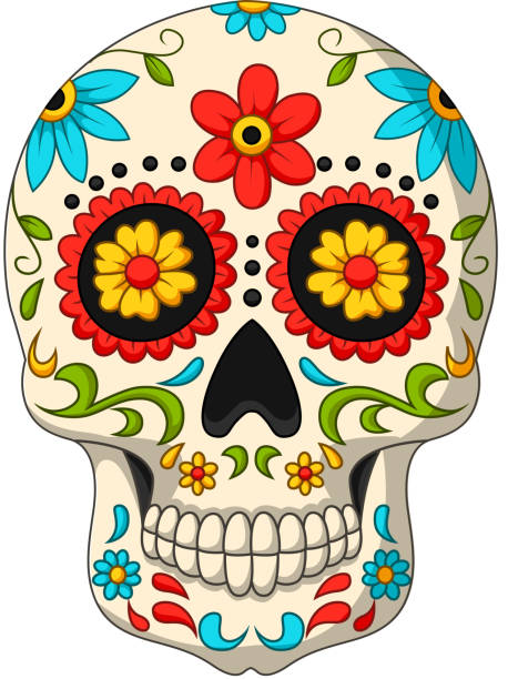 illustrazioni stock, clip art, cartoni animati e icone di tendenza di il giorno dei teschi morti - day of the dead skull tattoo mexico