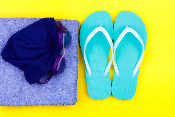 istock Swimming set - slippers, towel, goggles, swimming cap 1143431059
