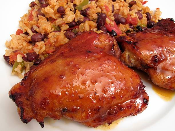 istock Honey Chicken Thighs With Rice and Beans 114343165