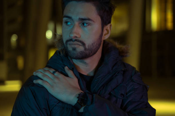 istock Young man in the city at night 1143433801