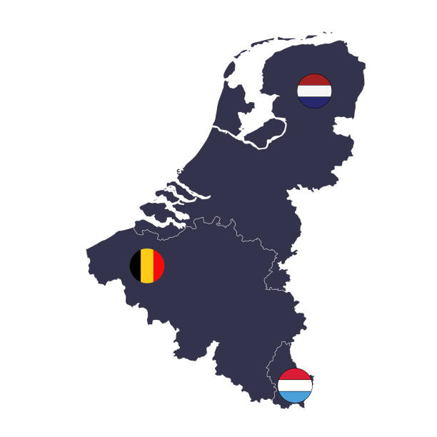 Benelux countries maps and flags vector illustration of Benelux countries maps and flags benelux stock illustrations
