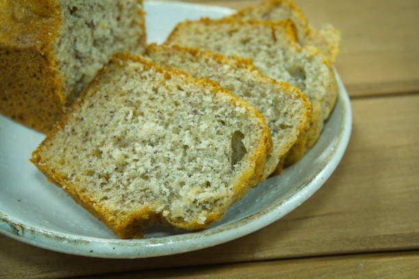 istock Banana cake on Japanese style white plate 1143436636