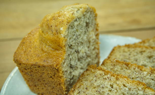 istock Banana cake on Japanese style white plate 1143436787