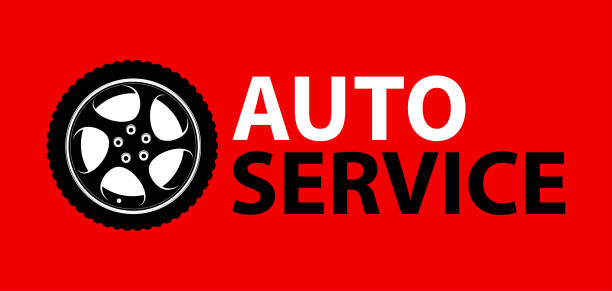istock Auto Service Logo emblem on colorful red color 1143438840