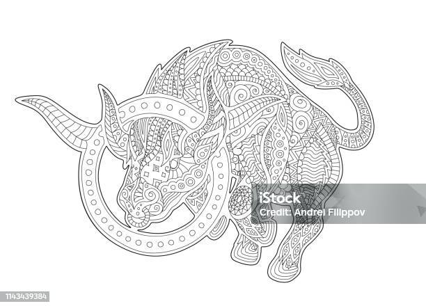 Coloring Book Page With Zodiac Symbol Taurus Stock Illustration - Download Image Now - Astrology Sign, Animal, Animal Wildlife