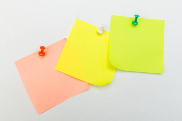 istock set of Note with a paper clip. Isolated on a white background - Image 1143441082