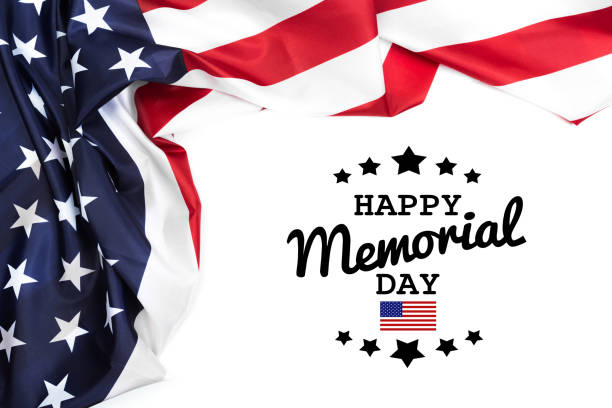 istock Text Memorial Day on American flag background - Image 1143441443