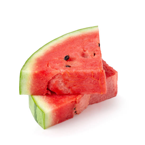 istock Sliced of watermelon isolated over white background. 1143441657