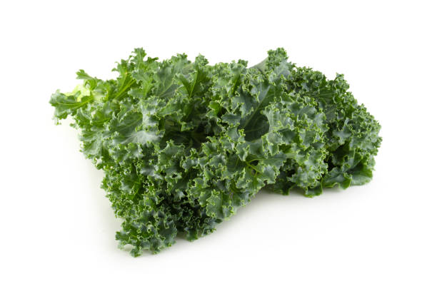 istock Fresh organic green kale leaves isolated over white background 1143441662