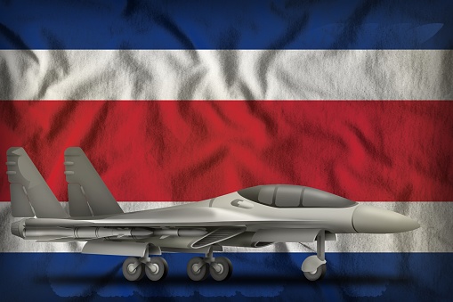 air forces with grey camouflage on the France flag background. France air forces concept. 3d Illustration