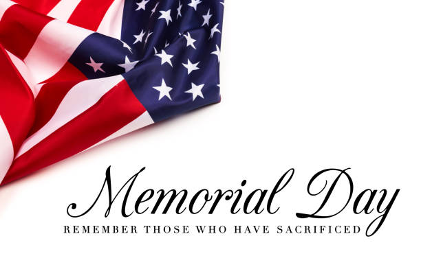 istock Text Memorial Day on American flag background - Image 1143443972