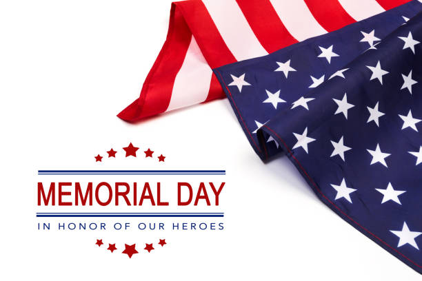 Text Memorial Day on American flag background - Image Text Memorial Day on American flag background - Image us memorial day photos stock pictures, royalty-free photos & images