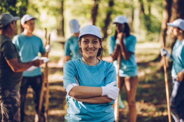 istock Charming woman volunteer 1143448413