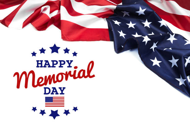 istock Text Memorial Day on American flag background - Image 1143450083