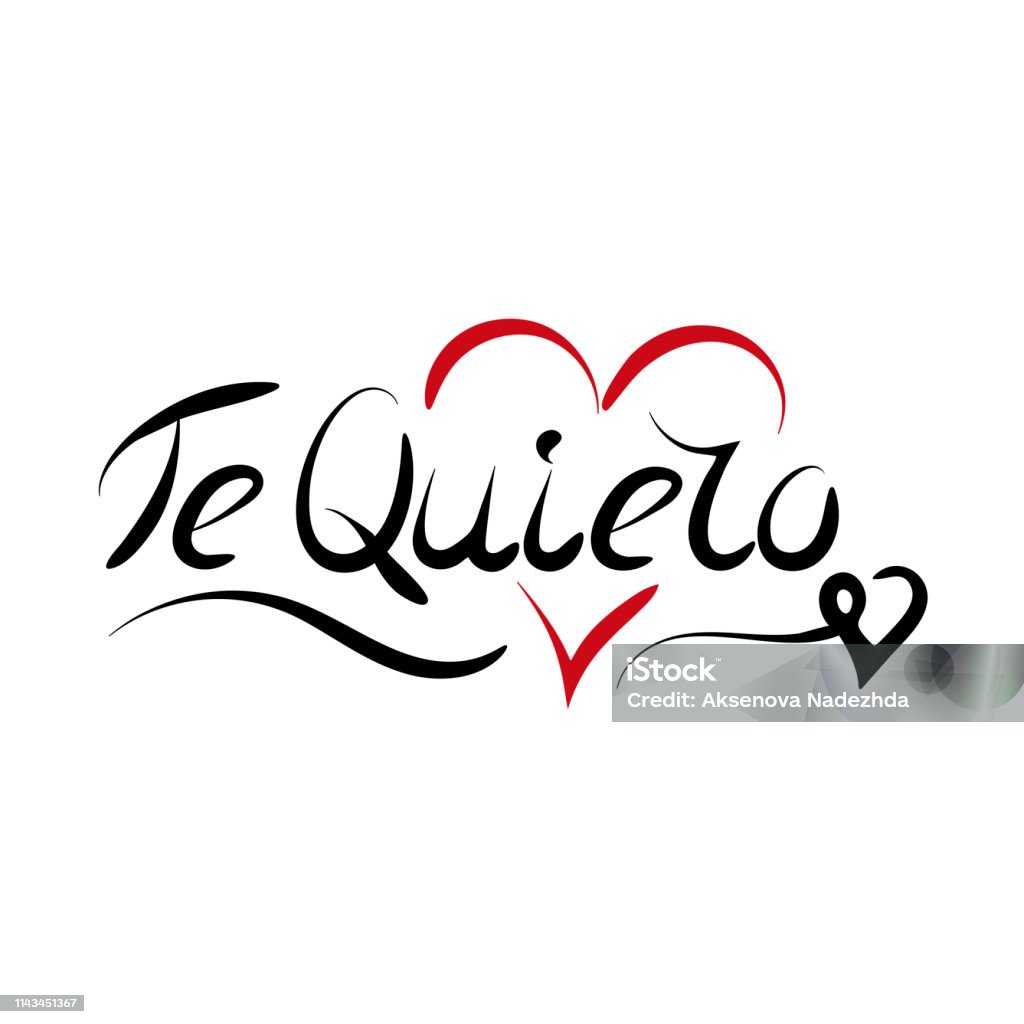 Te quiero - Love You on Spanish - lettering Te quiero - Love You on Spanish - lettering. Vector Black Color stock vector