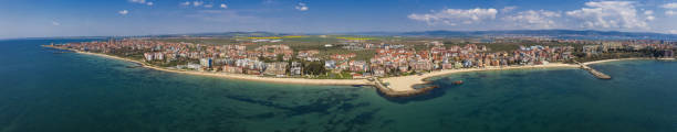 istock Panoramic view from the air to the sea resort 1143453889