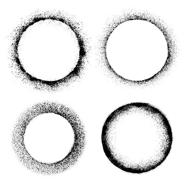 Grunge circles Set of four grunge circles. Vector design elements isolated black on white background. snow ground texture stock illustrations