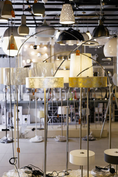 istock different lamp with lights in furniture store 1143461612