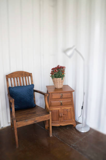 istock Cargo container cafe with wooden furniture set 1143463691