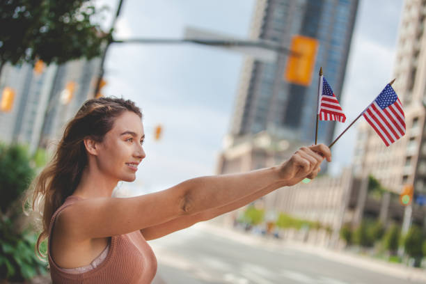 istock Happy and Proud American Woman 1143464549