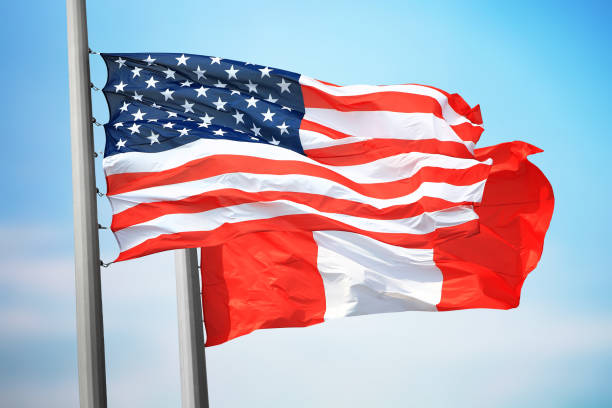 istock Flags of the USA and Peru 1143464733