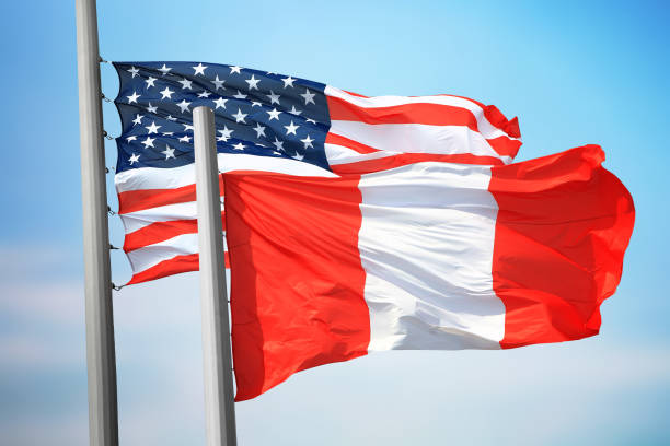 istock Flags of Peru and the USA 1143464767
