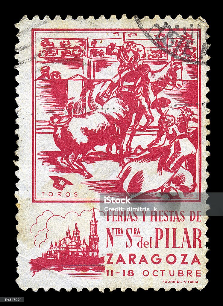 bullfighting винтаж Почтовая марка - Стоковые фото 1930 роялти-фри