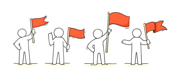 эскиз рабочего руководителя. - animated flag stock illustrations