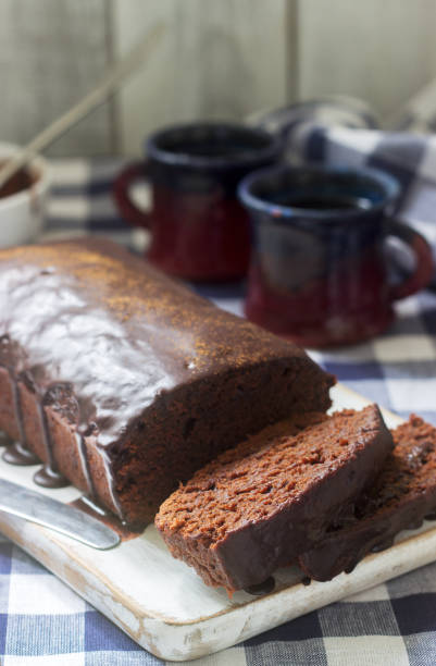 istock Vegan Mexican chocolate cake with chili, cinnamon and chocolate icing served with coffee. 1143471753