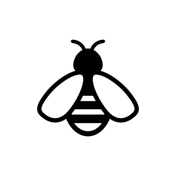 bie-ikone. symbolsilhouette eines honigbienenzeichens. vektorillustration im flachen stil. vector - biene stock-grafiken, -clipart, -cartoons und -symbole