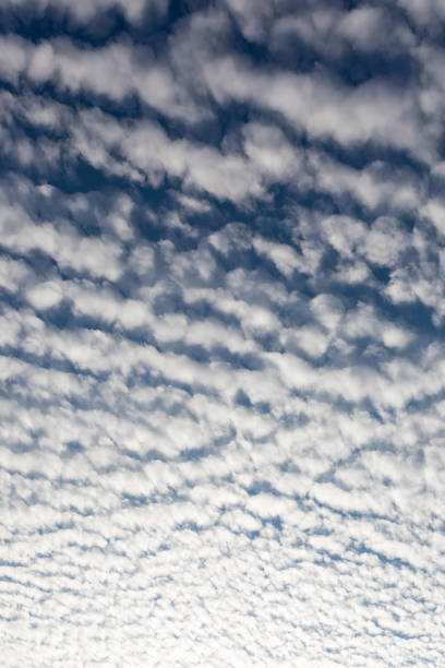 Cirrocumulus clouds against blue sky cloudscape background patte