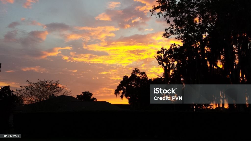 Dramatic sunset Moody sunset orange sky Australia Stock Photo