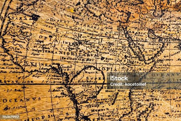 Old Geographic Map Of The World Stock Photo - Download Image Now - Aging Process, Antique, Art