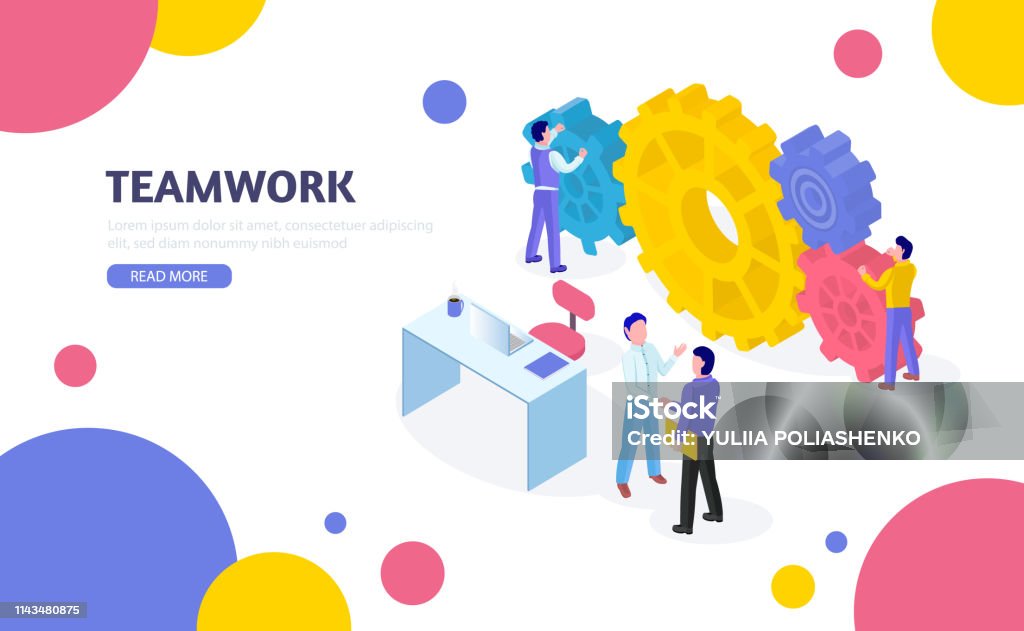 Teamwork Process Visual Isometric Business Concept Teamwork Process Vector Illustration Stock ...