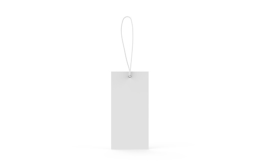 Etiqueta de identificador de equipaje de número de plástico en blanco, plantilla de Mock up en fondo blanco aislado, Ilustración 3D photo